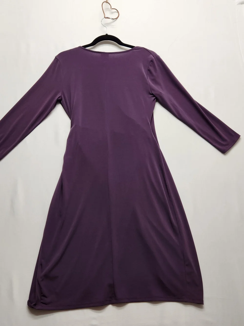 ⭐️Covington Plum Purple Faux Wrap Dress Small S Ruched V-Neck Midi Knit Body Con